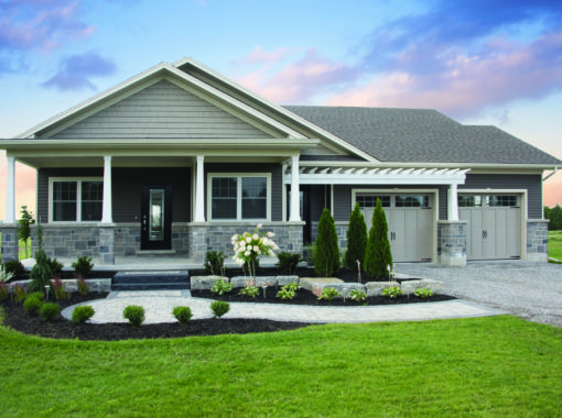 Gentek Fair Oaks vinyl siding in chesapeake gray