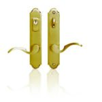Gentek Fiberglass door - Capri polished brass handle