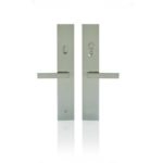Gentek Fiberglass Doors - satin nickel Roma handle