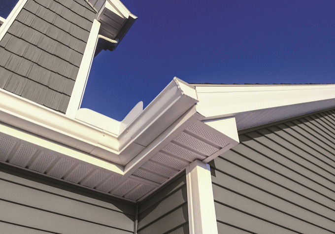 Gentek Vinyl Soffit installed on home - White