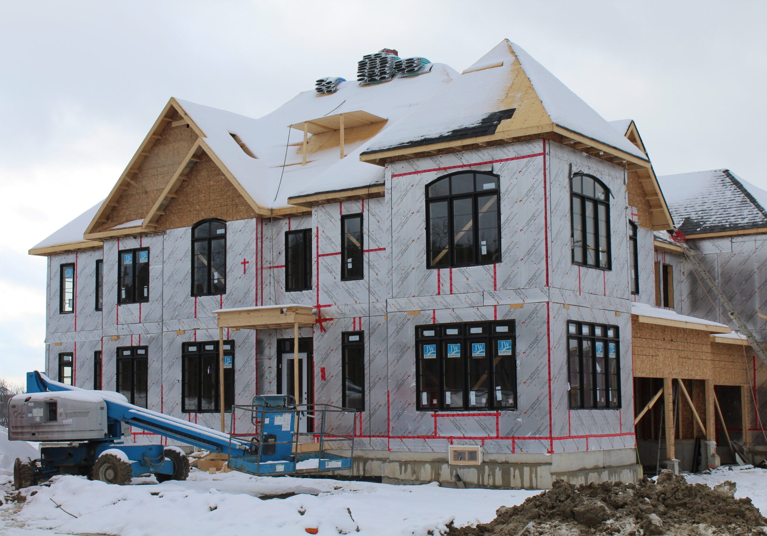 House with housewrap installed